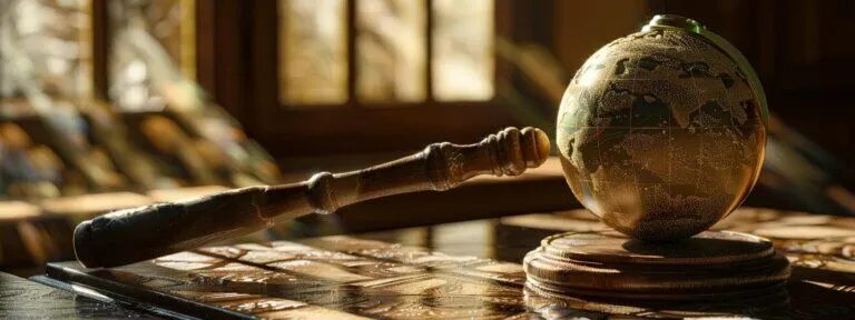 Gavel and globe for legal interpreting